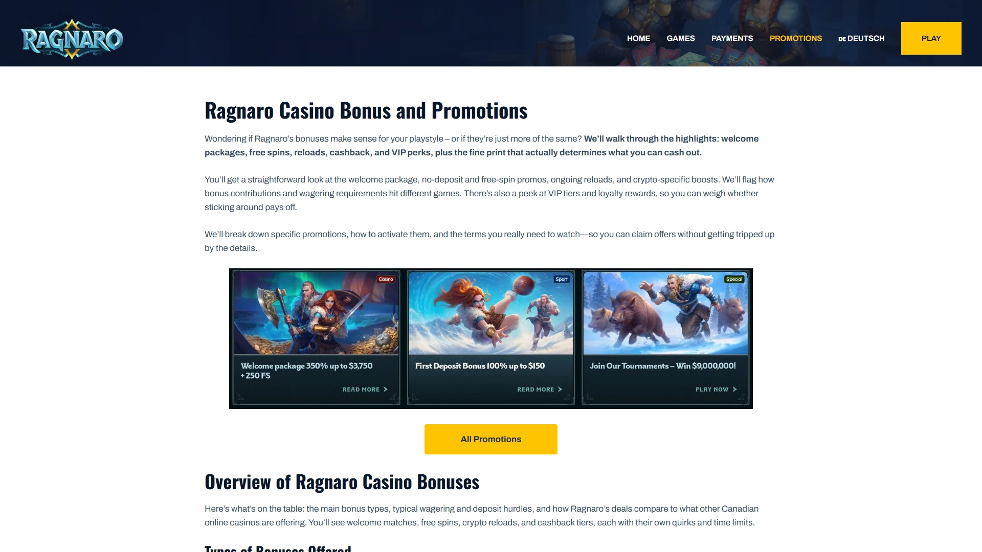 Ragnaro promotions page